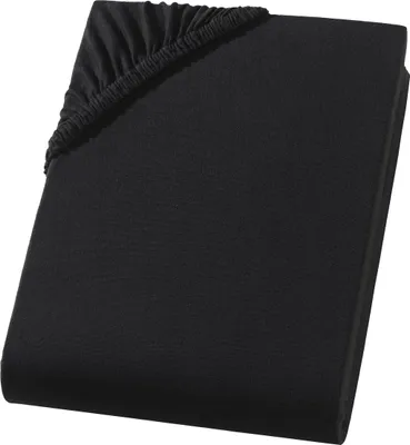 Produktbild von Premium Spannbettlaken 180x200 cm aus Baumwolle-Elasthan – hautsympathisch, elastisch & pflegeleicht – Steghöhe 30 cm – Schwarz