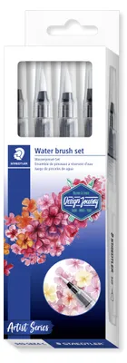 Produktbild von STAEDTLER 949 Wasserpinsel Blisterkarte mit 4 Pinseln (rund fein, rund medium, rund groß, Keilspitze)