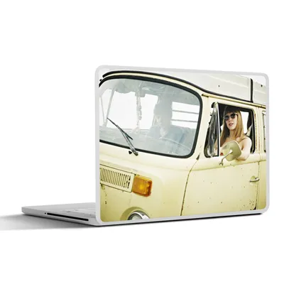 Produktbild von MuchoWow® Laptop Aufkleber Sticker Cover Oldtimer - Volkswagen Bus - Weiß 31x22.5 cm - Laptop-Deko
