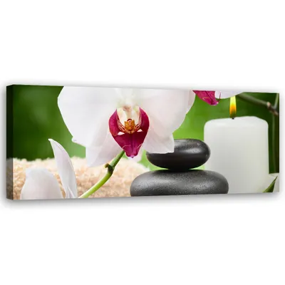 Produktbild von Leinwandbild Orchideenblumen Zen 120x40 Feeby Grün bild für die wand bereit zum aufhängen