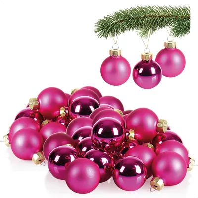 Produktbild von COM-FOUR® 40x Mini-Christbaumkugeln aus Glas - kleine Weihnachtskugeln - pink