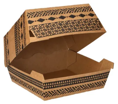 Produktbild von Conpax (LM) 320 Burgerboxen, Pappe 7,8 cm x 11 cm x 11,5 cm braun "Maori" groß | Karton (320 Stück)
