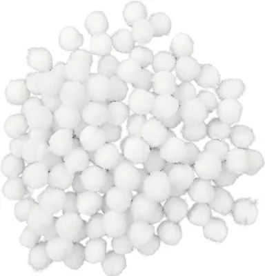 Zdjęcie produktu dla Pompony poliestrowe 10mm 120 szt - Loveart - białe