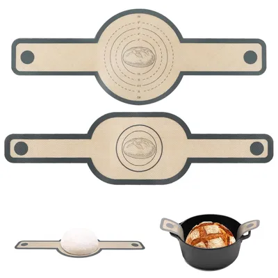 Produktbild von Silikon-Backmatte für Bräter, 2er-Set – Antihaftbeschichtung mit hitzebeständigen Griffen, wiederverwendbare Backmatte für Sauerteigbrot, Pizza und Kekse (rund und oval)