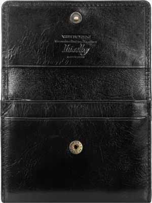 Image de Wittchen Porte-monnaie pour dames en cuir véritable avec fermeture à bouton-pression, noir, cuir véritable noir