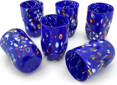 Produktbild von Casa Padrino Luxus Murano Kristallglas Wasserglas 6er Set Blau Ø 8 x H. 12 cm -  Italy