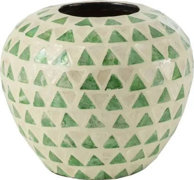 Produktbild von J-Line Vase Nuye Kugel Muscheln/Bambus Grün