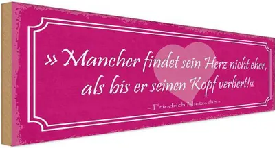 Produktbild von vianmo Holzschild 10x27 cm mancher findet sein Herz nicht Dekoration