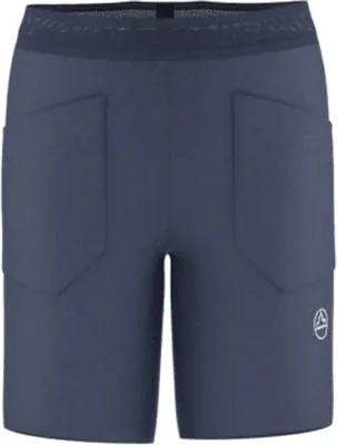 Dunkelblaue Shorts von La Sportiva mit zwei Taschen und Logo.