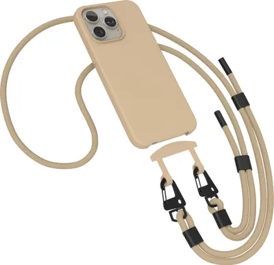 Produktbild von EAZY CASE - 2in1 Handyhülle mit Band kompatibel mit Apple iPhone 15 Pro Max, Silikonhülle zum Schutz, stoßfester Fallschutz, Umhängeband mit Hülle in Grau