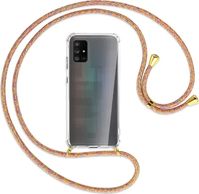 Produktbild von Handykette Backcover-Schutzhülle mit Band (Metall goldfarben) für Samsung Galaxy A71 5G - Rainbow