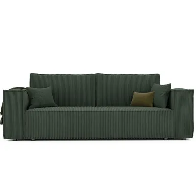 Produktbild von Idohome Freistehendes Polstersofa BALI Sofa mit Schlaffunktion-Stauraum – Modernes Schlafsofa, Cordstoff Flaschengrün, Poso 14 -platzsparend-langlebig
