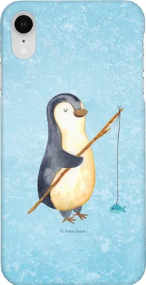 Produktbild von Mr. & Mrs. Panda Iphone XR Handyhülle Pinguin Angler - Eisblau - Geschenk, Premium Kunststoff, Angel, Angeln, Handy Case, Angelurlaub, Urlaub
