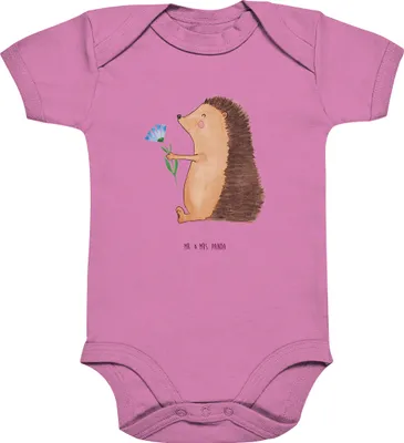 Produktbild von Mr. & Mrs. Panda overall baby Igel Blumen 3. - 6. Monat - Bubble Gum Pink - Geschenk, Gute Besserung, Krankenhaus, Strampler, babyanzug, Krankheit, Genesungswünsche