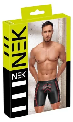 Image de NEK - Short y noir mat pour hommes avec inserts rouges XL