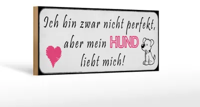 Produktbild von Holzschild Spruch 27x10cm aber mein Hund liebt mich Herz