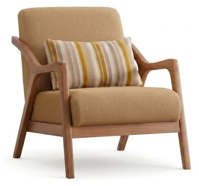 Obrázek produktu pro Křeslo, moderní design, obývací pokoj, područky, dřevěná konstrukce, béžová látka, pohodlné
