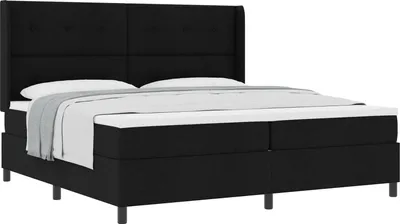 Image de vidaXL Lit boxspring avec matelas noir 200 x 200 cm Tissu