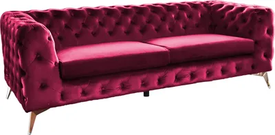 Produktbild von KAWOLA Sofa NARLA Chesterfield 3-Sitzer Velvet rot