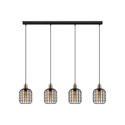 Image de Eglo 43528 CHISLE E27 quadruple suspension 1300x165mm noir bruni ambre
