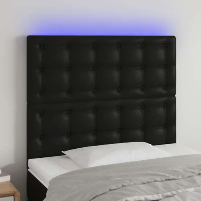 Imagen del producto de Living Store, cabecero LED, color , 80x5x118/128 cm, revestimiento de cuero sintético
