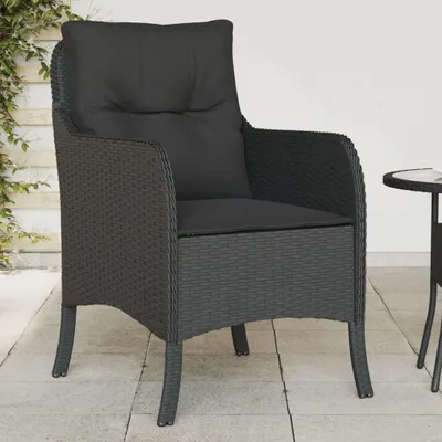 Produktbild von Maison Exclusive - Gartenstühle mit Kissen 2 Stk. Schwarz Poly Rattan