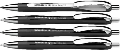 Produktbild von Schneider AG Slider Rave, Clip, Clip-on-Einziehkugelschreiber, Nachfüllbar, Blau, 4 Stück(e), Extradick