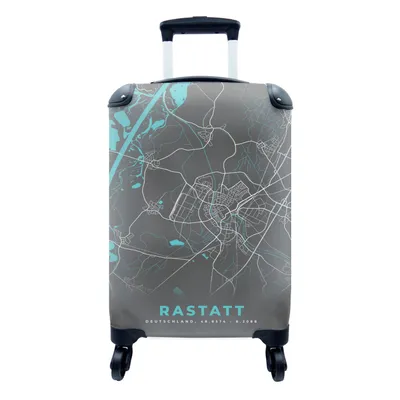 Produktbild von MuchoWow® Koffer Handgepäck Trolley Rollkoffer Kleine Reisekoffer mit 4 Rollen - Blau - Deutschland - Karte - Stadtplan - Rastatt - Cabin Size < 55x40x23 cm & 55x40x20 cm - Fotokoffer - Kabinenkoffer - Boardgepäck - Reise-Box - Reisekoffer - Reisegepäck - Koffer mit Bild - Trolley für Kinder