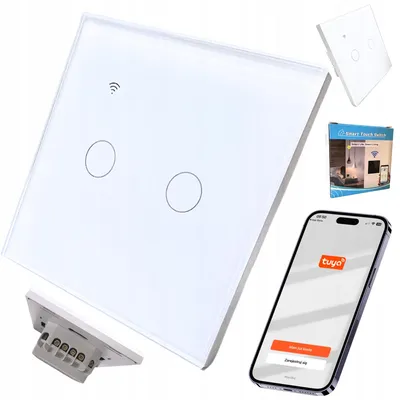 Produktbild von Tuya Smarter Touch Lichtschalter 2-Kanal Glas Weiß
