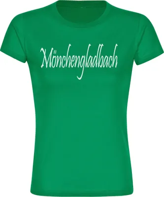 Produktbild von multifanshop Damen T-Shirt - Mönchengladbach - Schriftzug, grün, Größe M