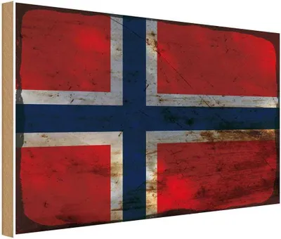 Produktbild von vianmo Holzschild 30x40 cm Norwegen Norway Flagge Fahne Wappen