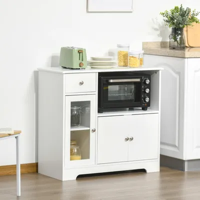 Produktbild von ZMH Küchenwagen auf Rollen, Servierwagen, Kücheninsel mit Schrank Schublade und Handtuchhalter – 83 B x 45 T x 91,5 H cm, schwarz
