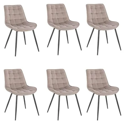 Produktbild von HOME DELUXE - Polsterstuhl IKALO 6er Set - Farbe: Hellbraun - weiche Polsterung, bis 120 kg belastbar I Küchenstuhl Speisestühle Esszimmerstühle