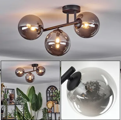 Produktbild von Isorella Deckenlampe aus Metall/Glas in Schwarz/Rauchfarben