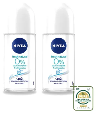 Immagine prodotto di 2 x NIVEA Fresh Natural, deodorante roll-on senza alluminio, 50 ml - confezione risparmio - 2 pezzi