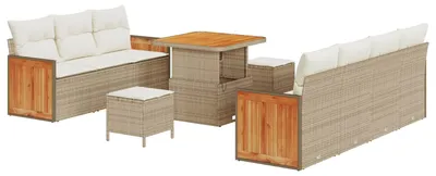 Produktbild von vidaXL Gartensofa-set mit Kissen 10 pcs Beige und Creme