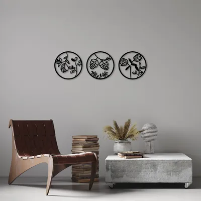 Produktbild von Wallity, Flowers- SKL2373, Schwarz, Sonstige Wohndekorationen, 100% Metall (Dicke: 1