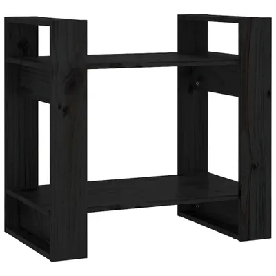 Produktbild von vidaXL Bücherregal/Raumteiler Schwarz 60x35x57 cm Massivholz Kiefer