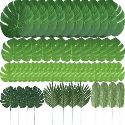 Künstliche Tropenblätter, 60 Stück, Palmen & Monstera, Deko
