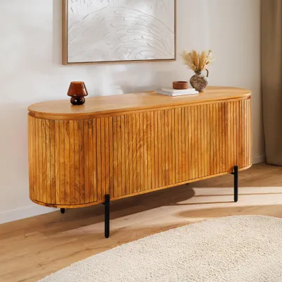 Produktbild von riess-ambiente Sideboard GATSBY 160cm natur schwarz massives Mangoholz Metall Lamellenfront