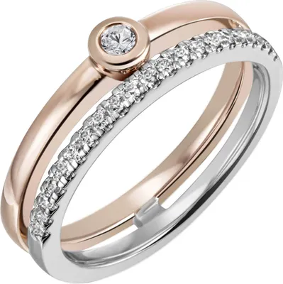 Produktbild von Ring aus 585 Gold Weißgold & Rotgold bicolor 22 Diamanten Brillanten 0,21 Ct. Innenumfang 52mm  Ø16.6mm