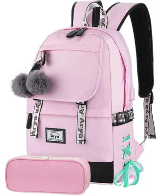 Produktbild von Schulrucksack Mädchen Teenager Rucksack Schultasche 2-10 Klasse Rosa Wasserabweisend Laptopfach