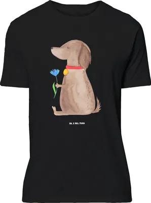 Produktbild von Mr. & Mrs. Panda Größe XL T-Shirt Hund Blume - Schwarz - Geschenk, Tshirt, mit Spruch, Sprüche, Niedlich, Süß, Hunde, Shirt