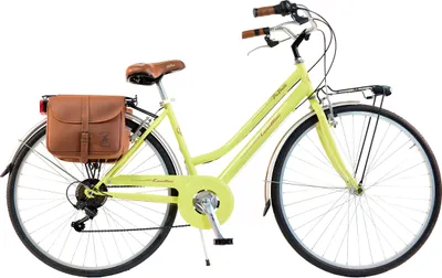 Image de Vélo de ville Via Veneto by Canellini RETRÒ femme acier avec sacoches - Jaune 46