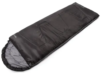 Produktbild von Meteor Snooze Plus Schlafsack 210 x 75 cm mit Packsack, Schwarz/Grau – ideal für Camping, Reise und Festival