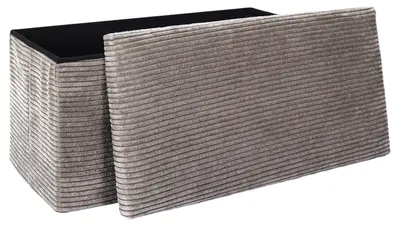 Klappbank mit Stauraum, Samtbezug, 76x38x38 cm, taupe