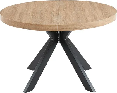 Produktbild von Klappbarer Esstisch für 4 bis 8 Personen aus MDF und Stahl - Natur und schwarz - KOMONI