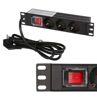 Image de Extralink Multiprise PDU 10 pouces 1U – 3 prises avec interrupteur, câble 2 m