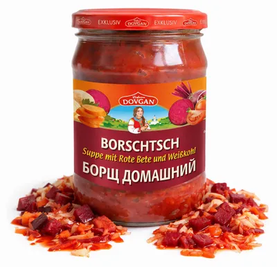 Produktbild von Dovgan Borschtsch Suppe mit Rote Beete und Gemüse 480g