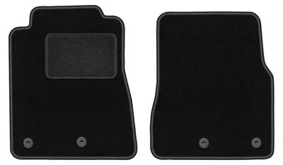 Image de Tapis de sol avant velours sur-mesure pour Ford Mustang MK5 FL (2011-2014, coupé) noir, jeu 2 pièces, fixations - STANDRAD